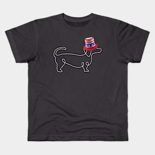 Wiener Dog Wearing Patriotic Hat Kids T-Shirt